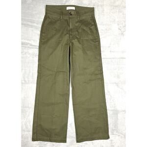 Amour Vert 4 Olive Green Twill Straight Leg Trousers Peru Organic Cotton Safari